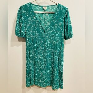 Elegant Teal Floral Mini Dress